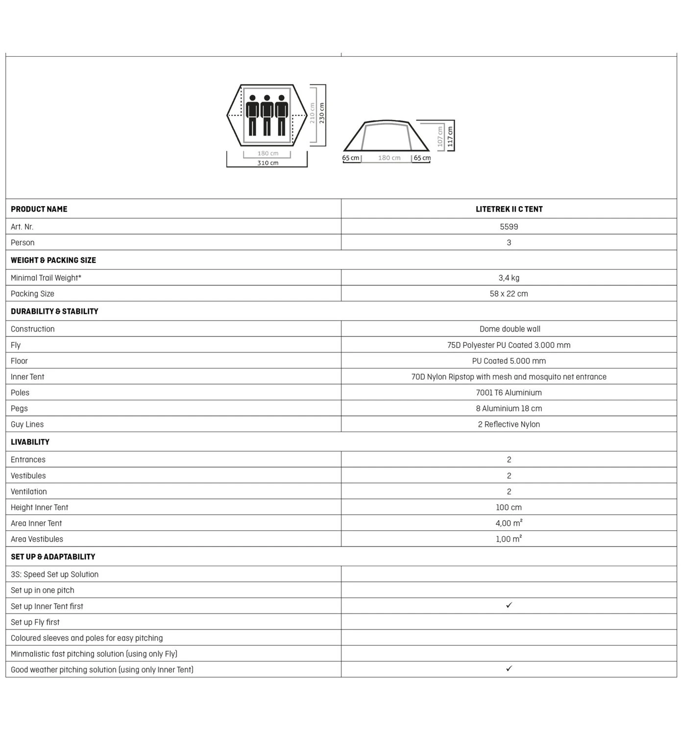 SALEWA Denali III C - Trekkingzelt 2 SALEWA Denali III C - Trekkingzelt – Bild 2